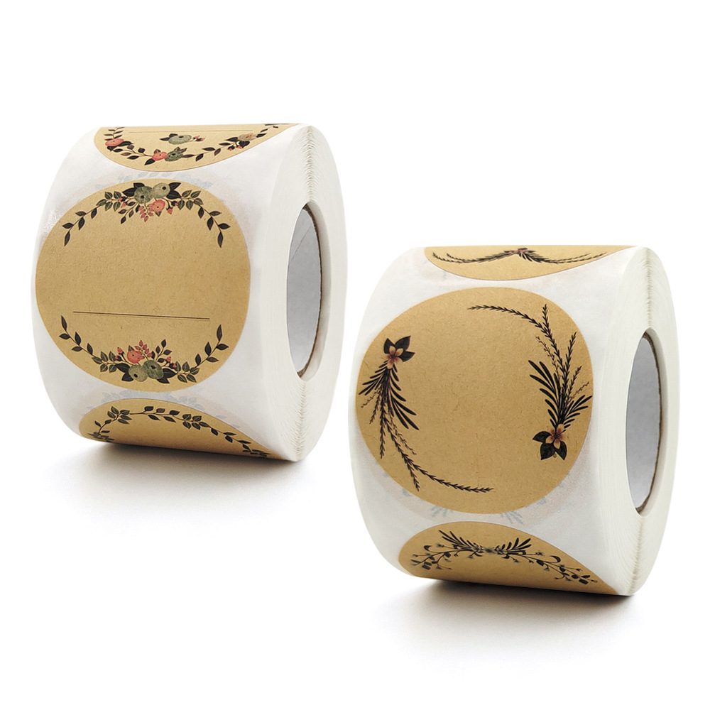 Flower Wrap Kraft - 크래프트 종이 꽃 감사합니다 라벨 스티커,