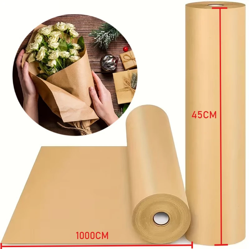 Flower Wrap Kraft - 45CM*1000CM 갈색 크래프트 포장지 롤 꽃다발